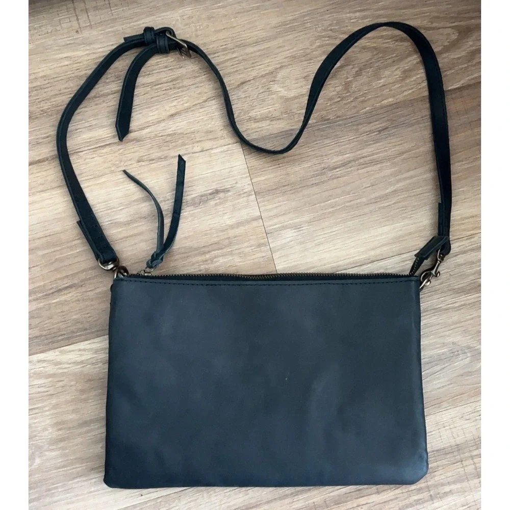ABLE black leather‎ crossbody bag detachable adjustable strap